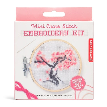 Mini Cherry Blossom Cross Stitch Embroidery Kit