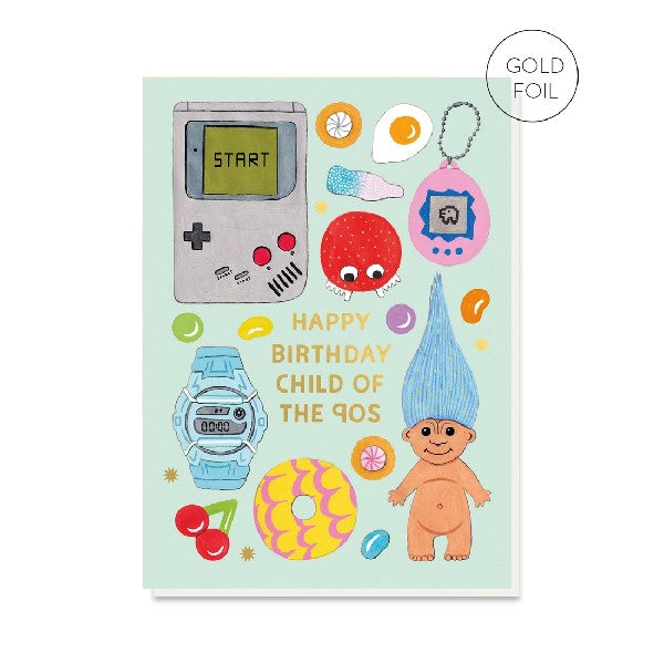Child Of The 90's Birthday Card