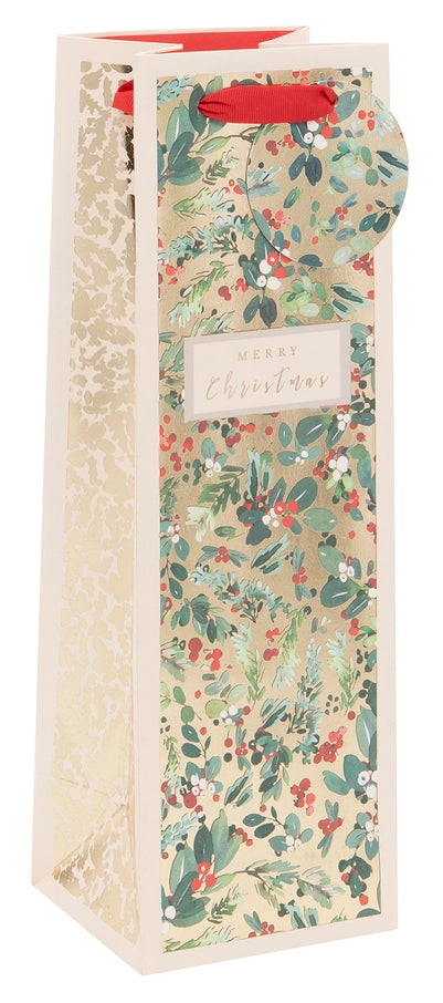 Golden Christmas Vine Bottle Bag