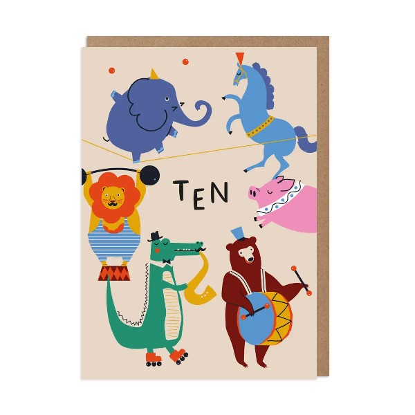 Ten Circus Birthday Card