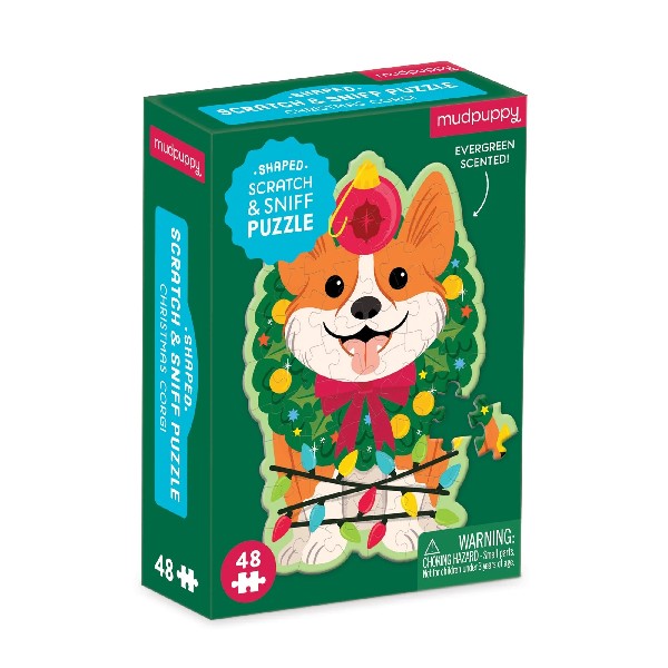 Mudpuppy 48 Piece Scented Puzzle | Evergreen Corgi