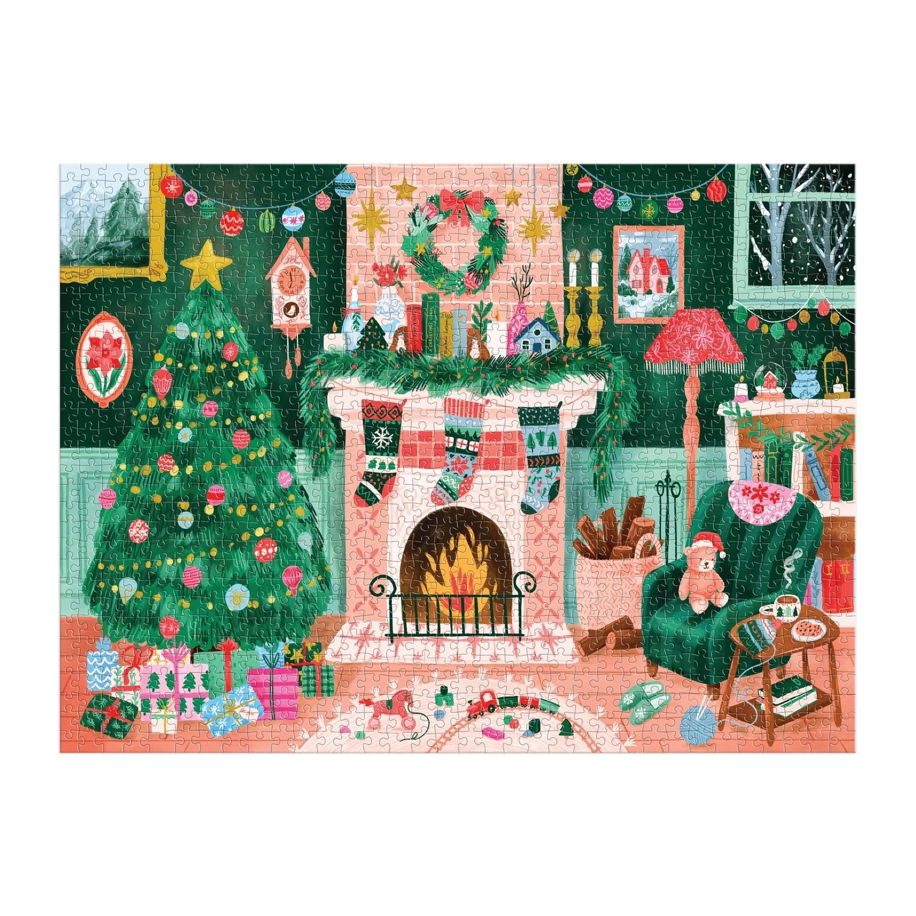 Galison 1000 Piece Holiday Puzzle | Cozy By The Fireplace