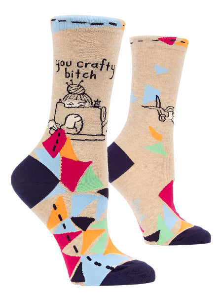 Blue Q Women's Crew Socks | You Crafty Bitch