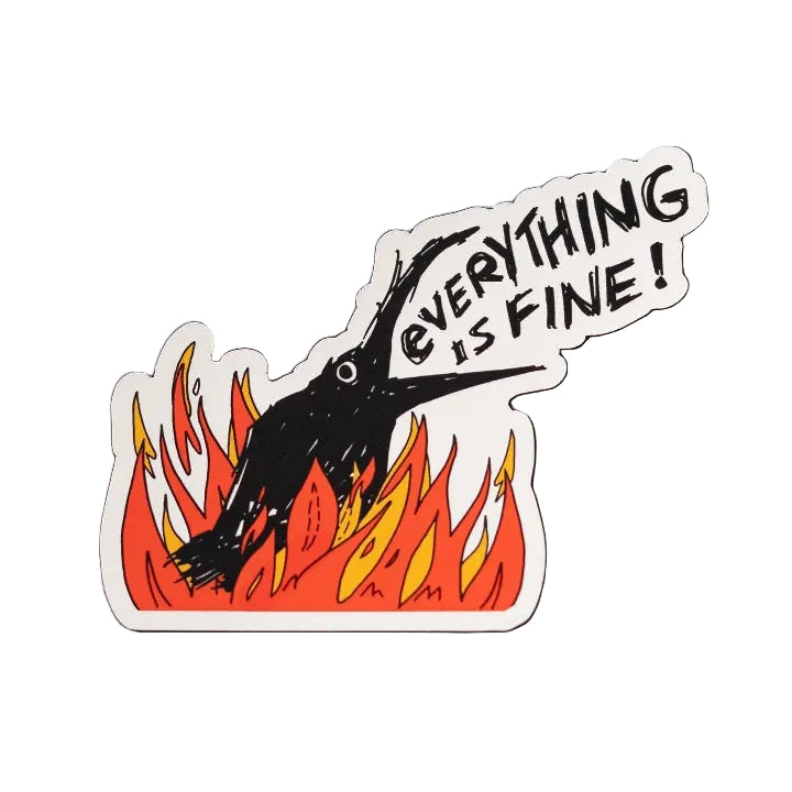Funny Crow In Fire Vinyl Sticker