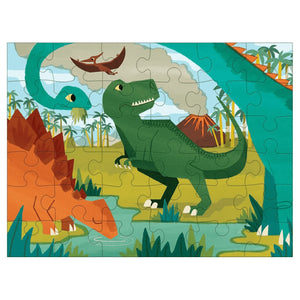 Completed puzzle with dinosaur illustration on a white background. 