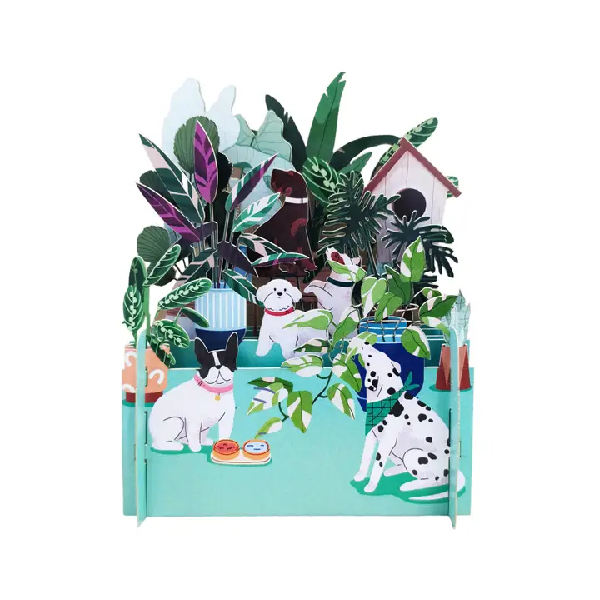 Dogs And Plants Miniature World Pop Up Card