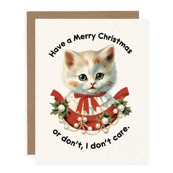 I Don't Care Cat Christmas Card