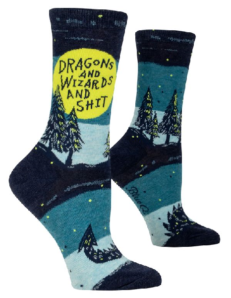 Blue Q Women's Crew Socks | Dragons & Wizards & Shit Socks