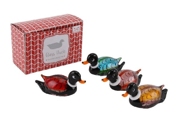 Red & Black Glass Duck Figurine