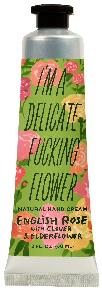 Blue Q Delicate Fucking Flower Hand Cream | English Rose with Clover & Elderflower