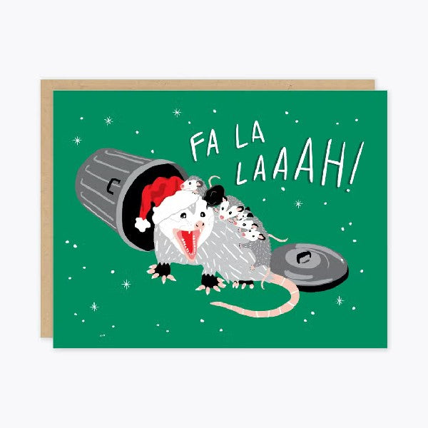 Fa La Possum Blank Christmas Card