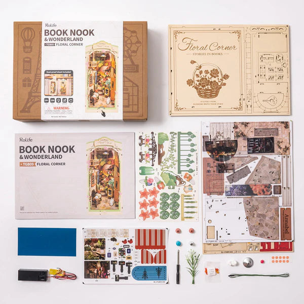 Miniature Diy Kit Book Nook | Floral Corner