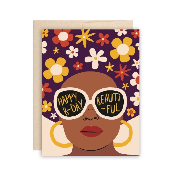 Flower Afro Birthday Card