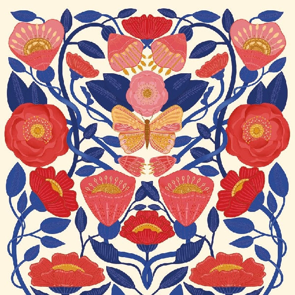 Flowers And Butterfly Blank Art Card