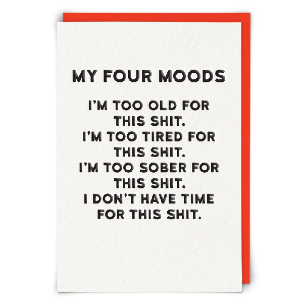 My Four Moods Blank Humour Card