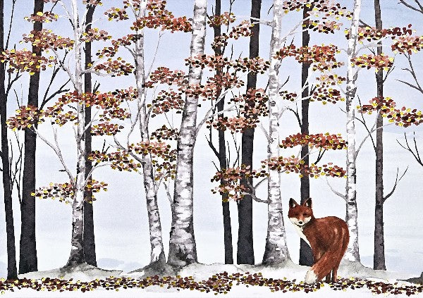 Fox And Birches Boxed Christmas Cards