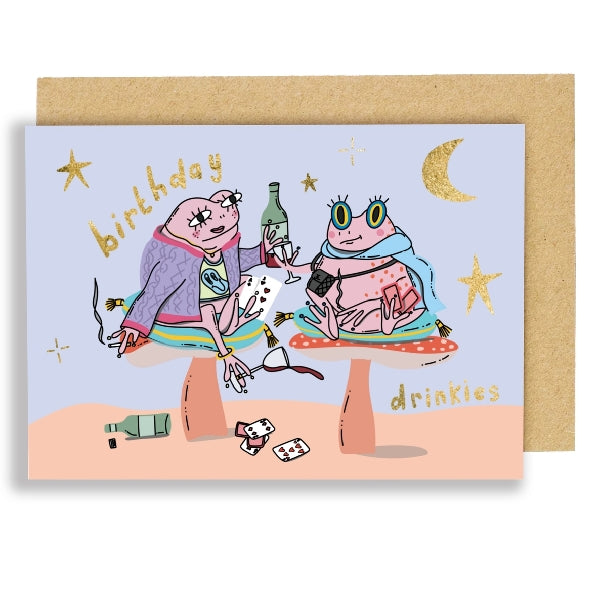 Frog Drinkies Birthday Card