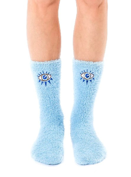 Living Royal Fuzzy Crew Socks | Evil Eye