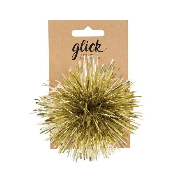 Gold Tinsel Pom Pom Bow