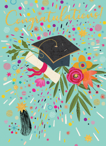 Grad Cap Burst Graduation Card
