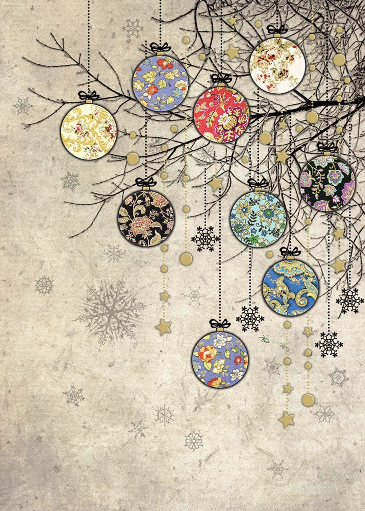 Bauble Branches Blank Christmas Card