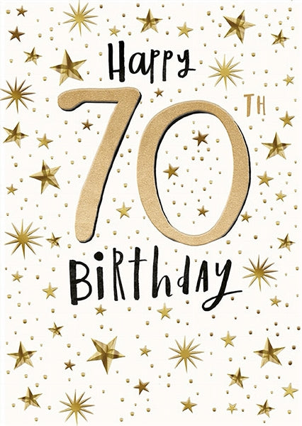 70th Birthday  Gold Dots Age Birthday Card