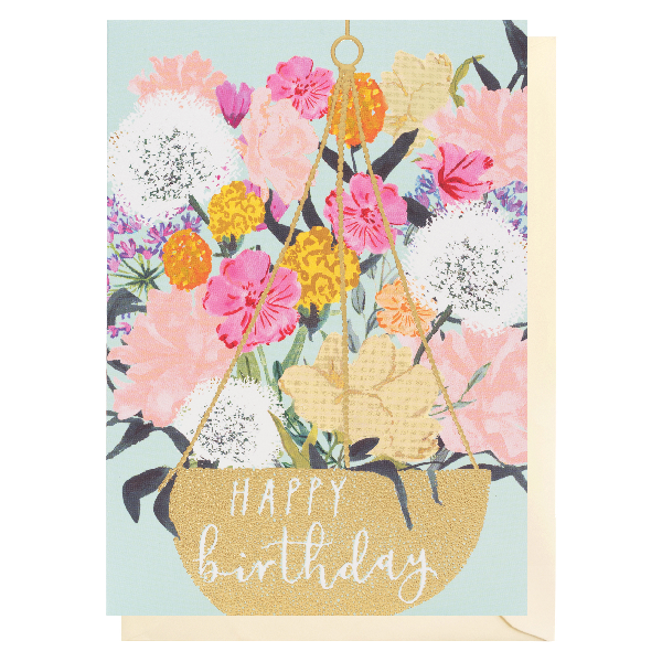 Hanging Flowers Birthday Card