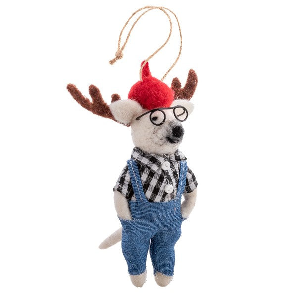 Hipster Reindeer Felt Ornament