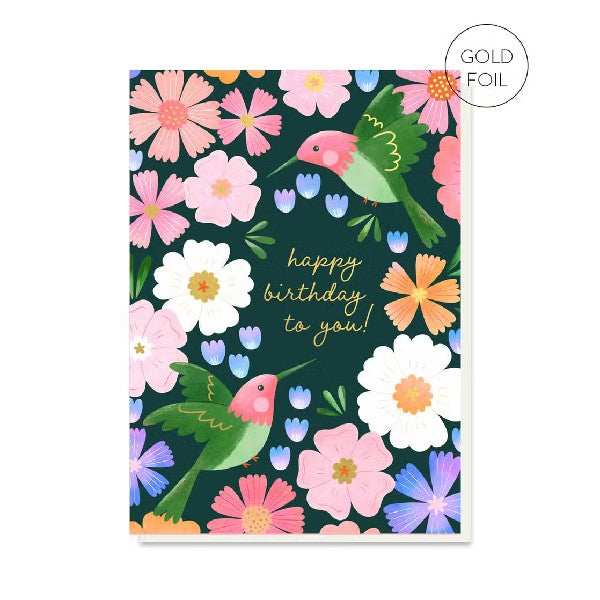 Hummingbird Blossom Birthday Card