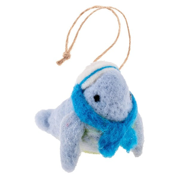 Island Oasis Whale Felted Holiday Ornament