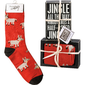 Wooden Sign & Sock Set | Jingler