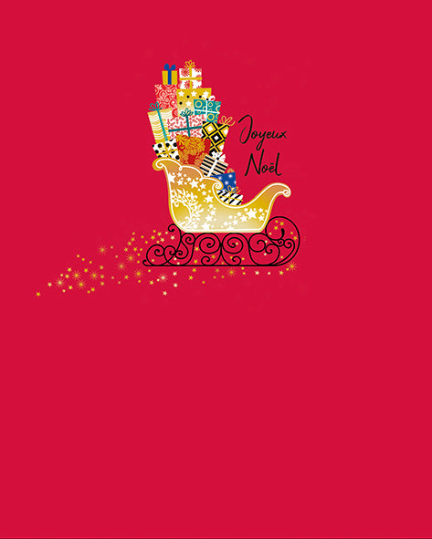 EDITOR CARD FRENCH XMAS JOYEUX NOEL SLEIGH