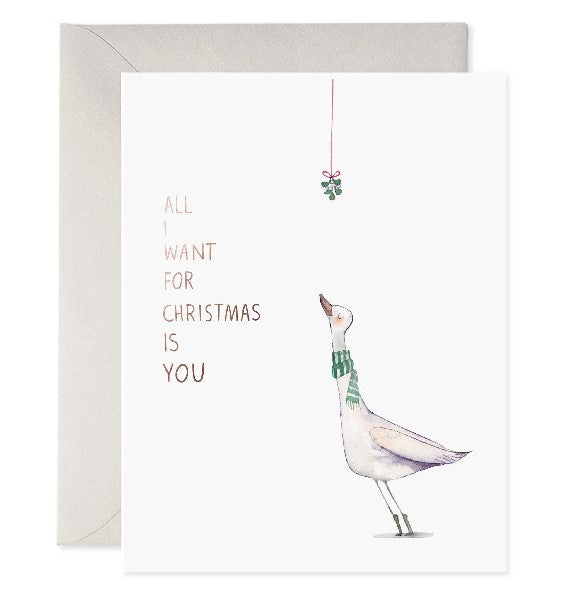 Kiss Me Goose Christmas Card