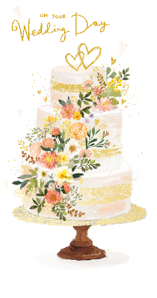 Floral Cake Wedding Card