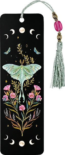 Luna Moth Beaded Tassel Bookmark