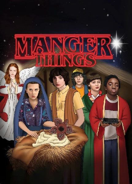 Manger Things Christmas Card