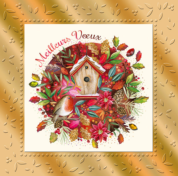Meilleurs Voeux Birdhouse French Christmas Card