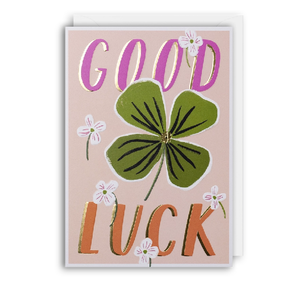 Floral Clover Good Luck Card