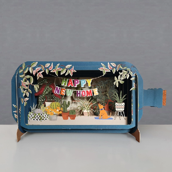 Happy New Home Message In A Bottle Pop Up Card