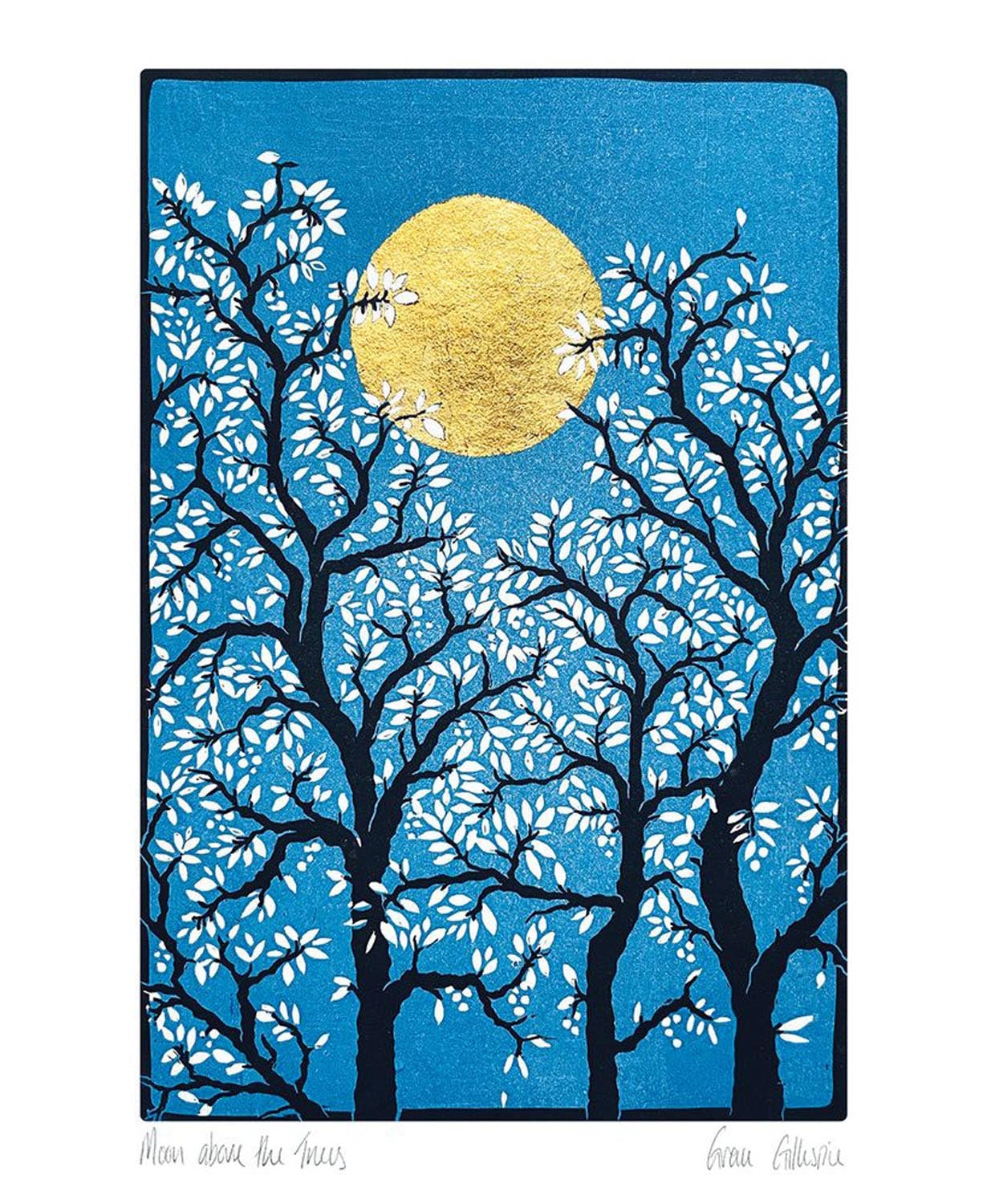Moon Above The Trees Blank Art Card
