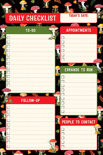 Mushrooms Daily Planner Pad