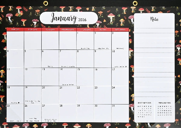 2026 Mushrooms Monthly Desk Pad