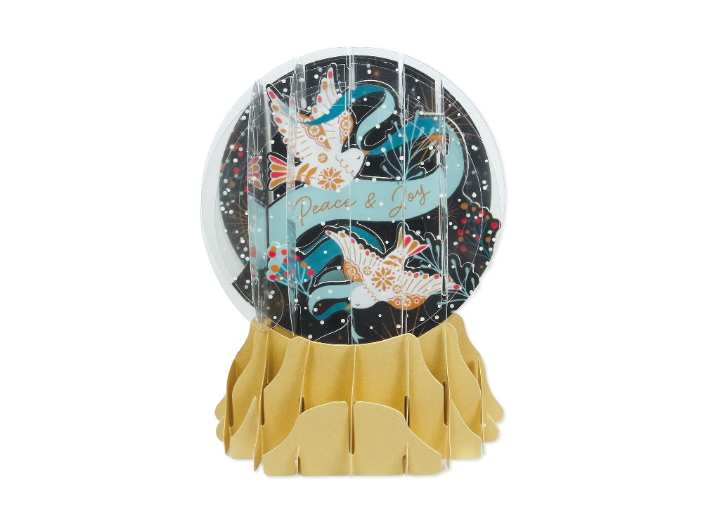 Peace Doves Pop Up Snow Globe Card