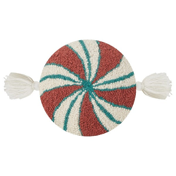 Red & Green Peppermint Swirl Hook Pillow