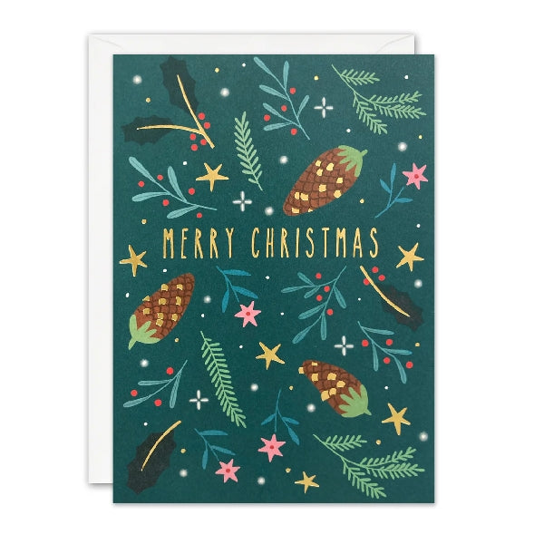 Pine Cones & Holly Christmas Card