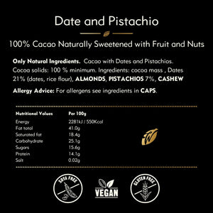 Willie's Cacao 50g Vegan Bar | Pistachio and Date