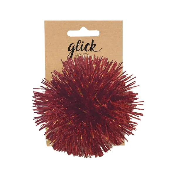 Red Tinsel Pom Pom Bow