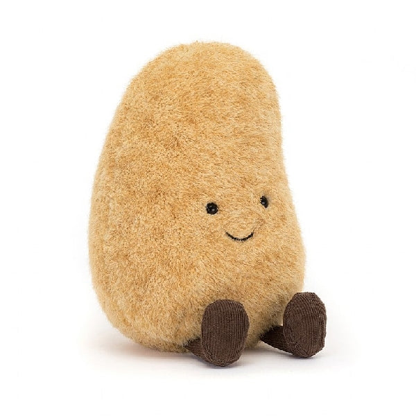 adorably soft plushie of a smiling potato with feet by popular brand Jellycat.
