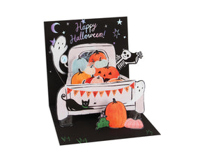 Pumpkin Truck Halloween Pop Up Card