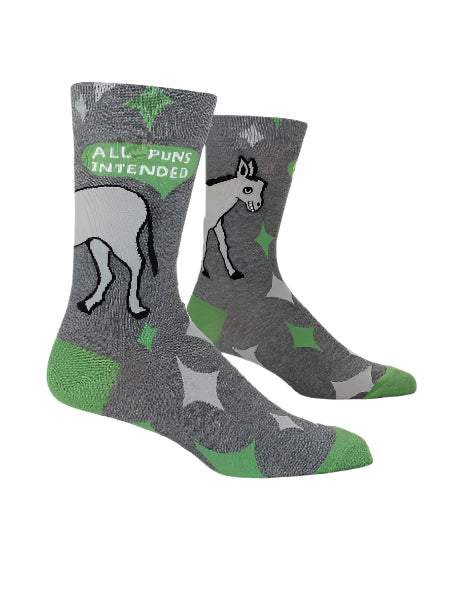 Blue Q Men's Crew Socks | All Puns Intended